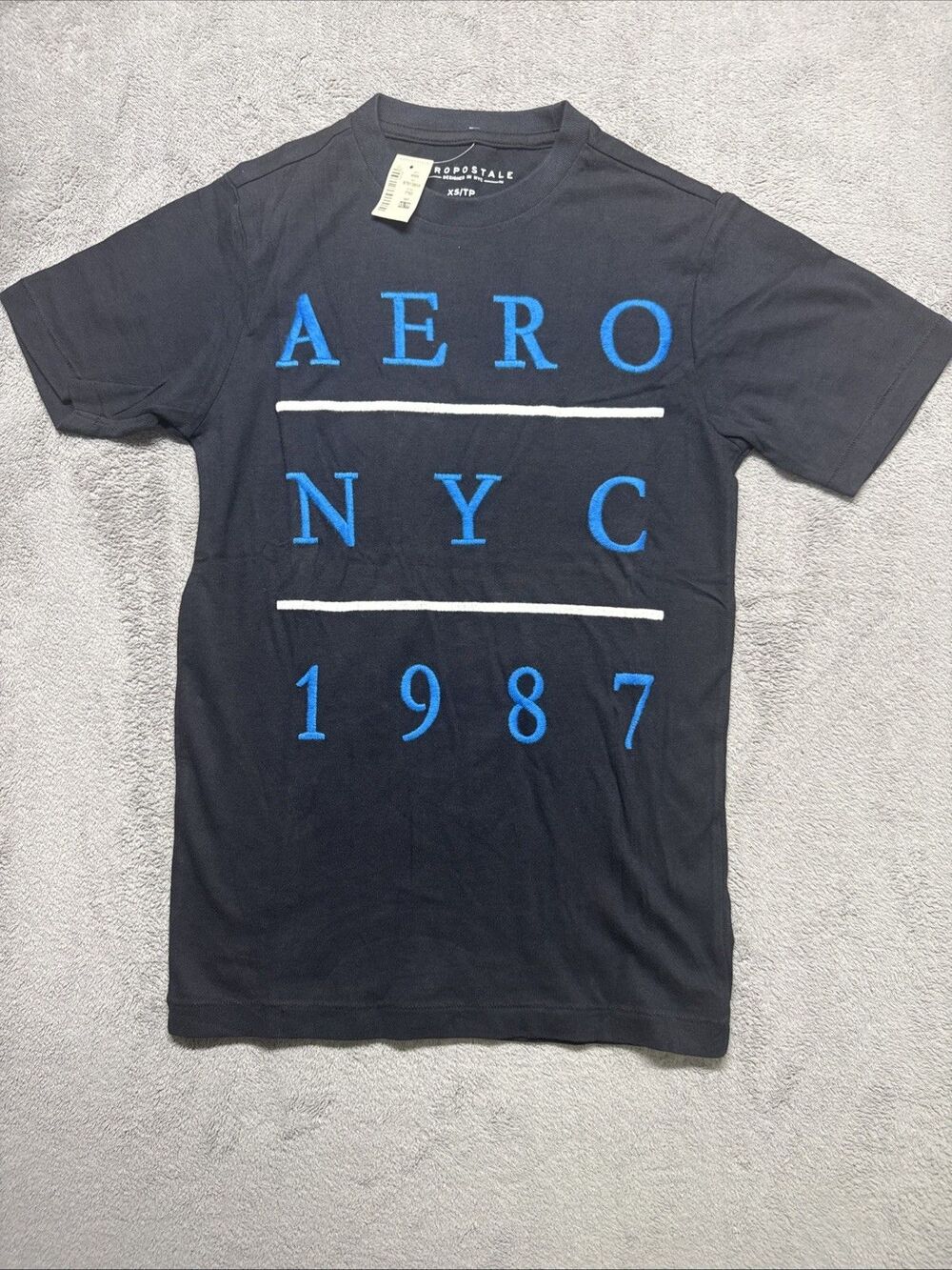 Aeropostale Black "AERO NYC 1987" Graphic Short Sleeves Men's T-shirt Size XS